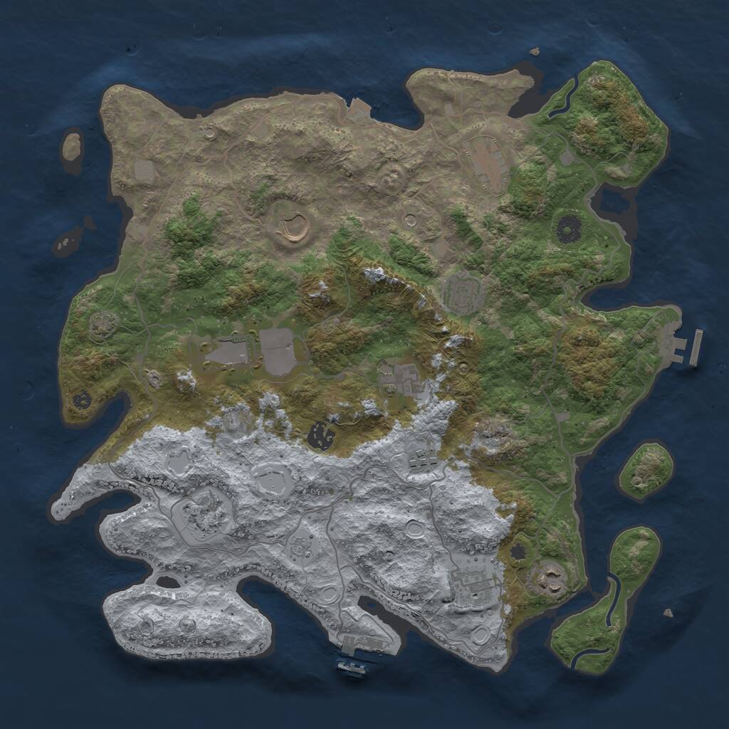 Rust Map: Procedural Map, Size: 4000, Seed: 2031181985, 16 Monuments