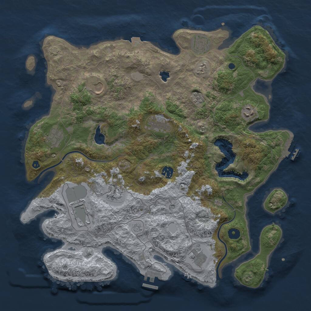 Rust Map: Procedural Map, Size: 4000, Seed: 2031181985, 16 Monuments
