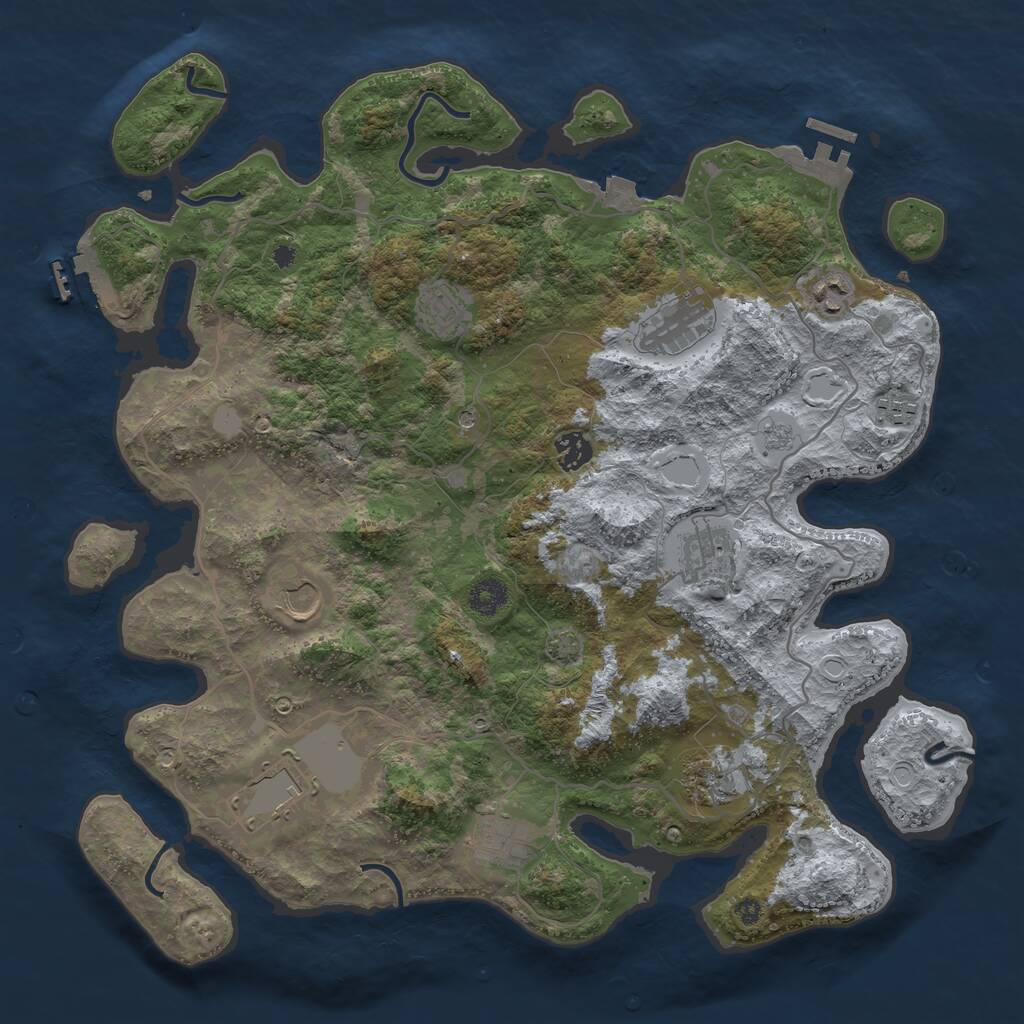 Rust Map: Procedural Map, Size: 4000, Seed: 569832, 16 Monuments