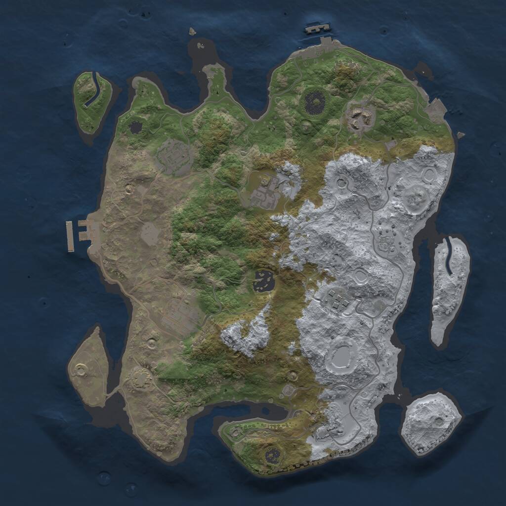 Rust Map: Procedural Map, Size: 3300, Seed: 54182290, 13 Monuments