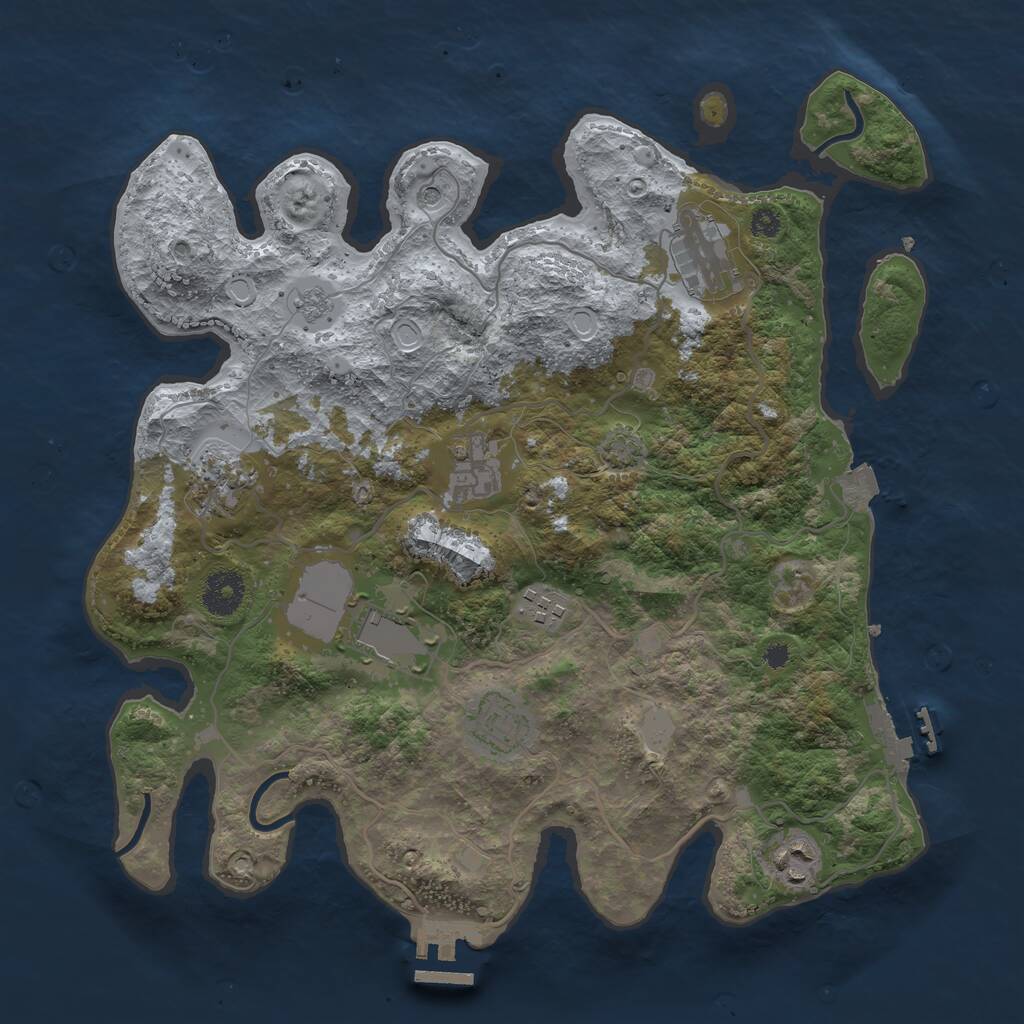 Rust Map: Procedural Map, Size: 3500, Seed: 1261698400, 13 Monuments