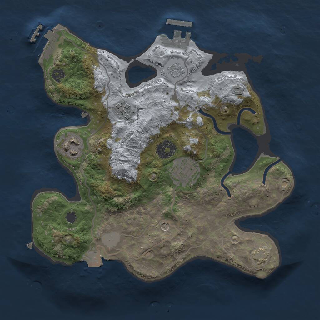 Rust Map: Procedural Map, Size: 2500, Seed: 2102361973, 9 Monuments