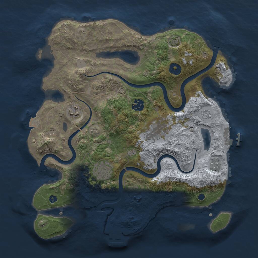 Rust Map: Procedural Map, Size: 3200, Seed: 1328414389, 13 Monuments