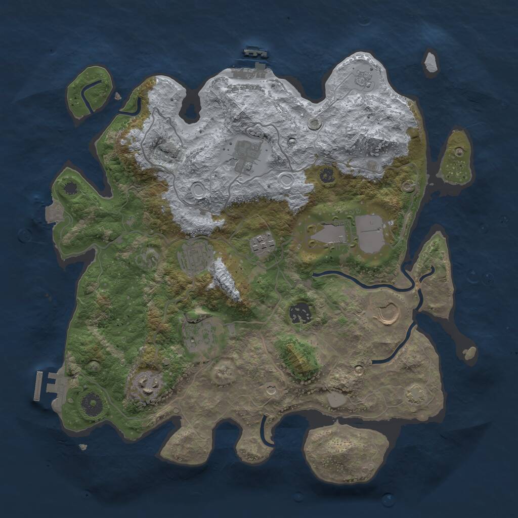 Rust Map: Procedural Map, Size: 3500, Seed: 1973869378, 14 Monuments