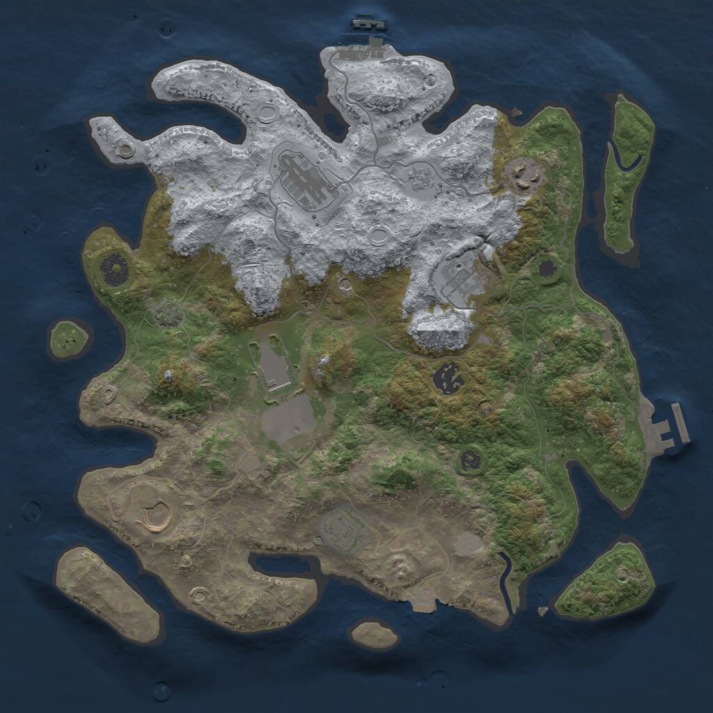 Rust Map: Procedural Map, Size: 3500, Seed: 405603243, 13 Monuments