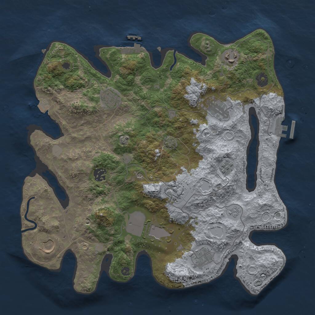 Rust Map: Procedural Map, Size: 3500, Seed: 927522873, 15 Monuments