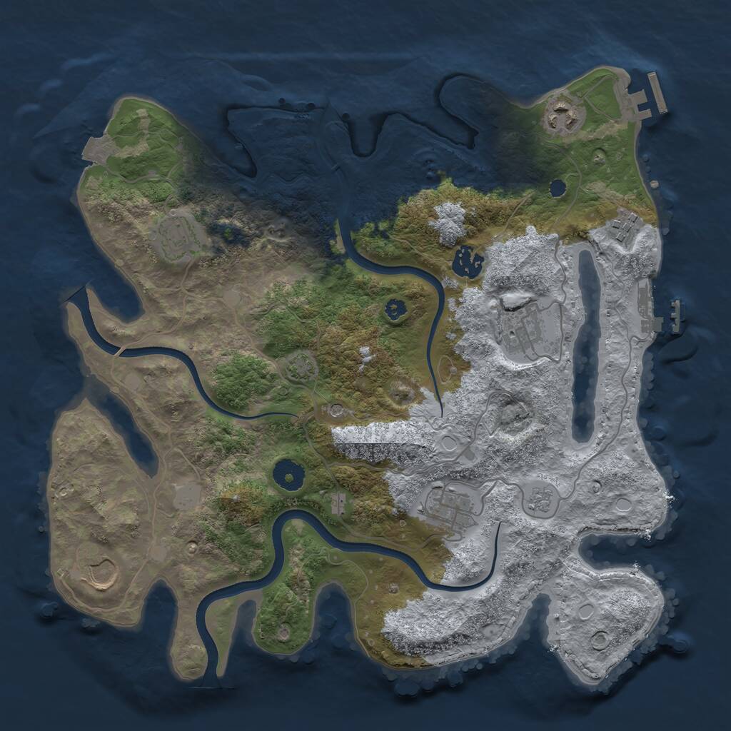 Rust Map: Procedural Map, Size: 3500, Seed: 927522873, 13 Monuments