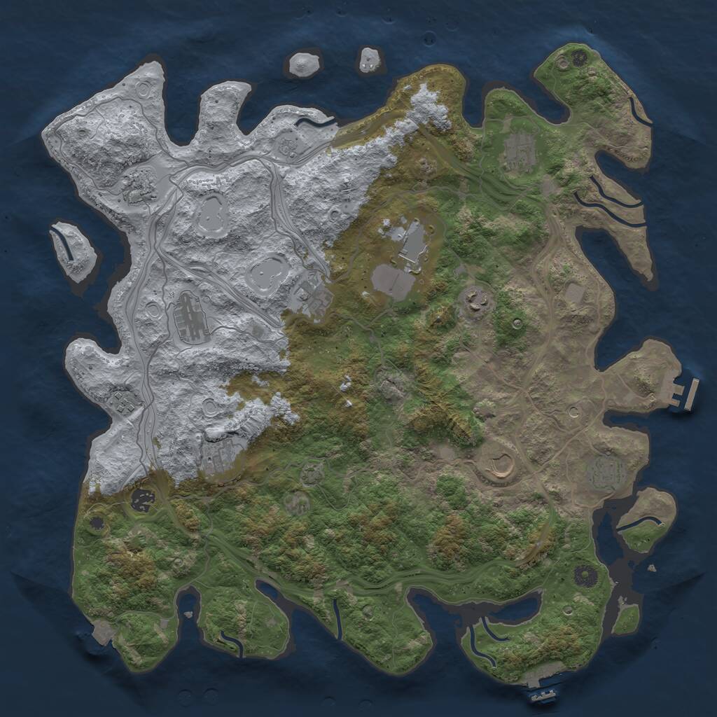 Rust Map: Procedural Map, Size: 4500, Seed: 1393569156, 17 Monuments