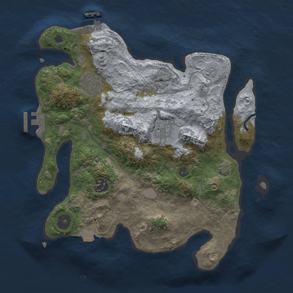 Rust Map: Procedural Map, Size: 3000, Seed: 418592780, 8 Monuments