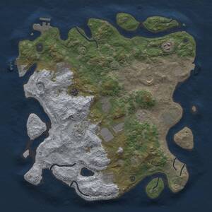 Thumbnail Rust Map: Procedural Map, Size: 3900, Seed: 1680118242, 16 Monuments