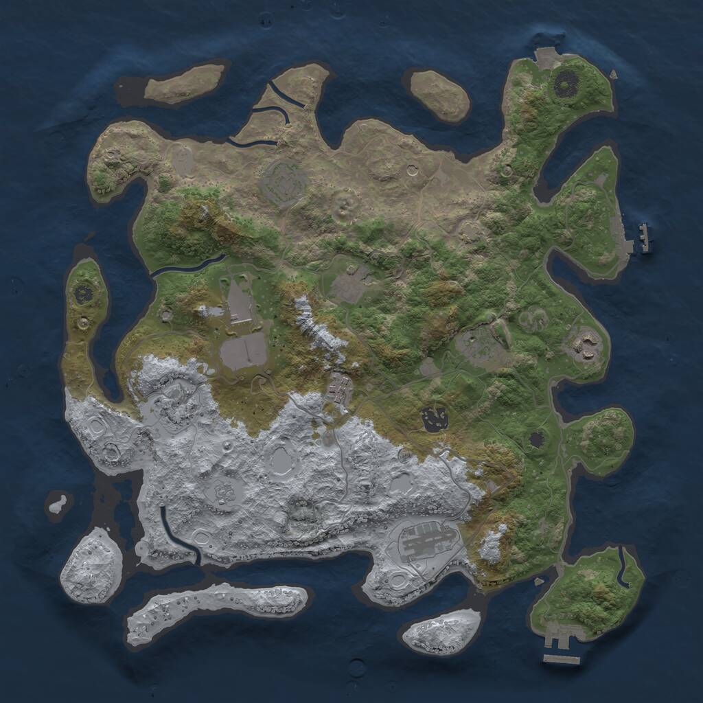 Rust Map: Procedural Map, Size: 3900, Seed: 1953324809, 15 Monuments