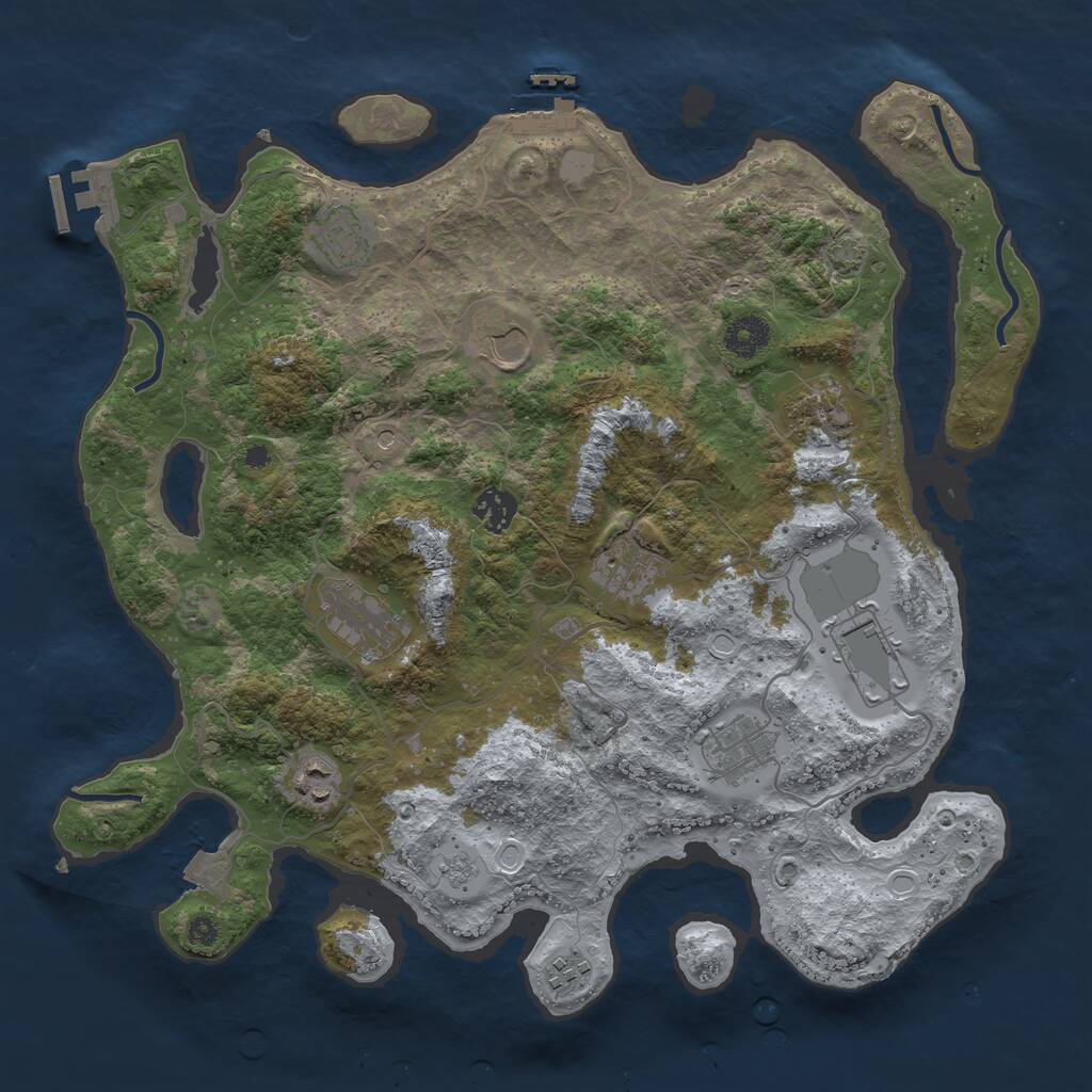 Rust Map: Procedural Map, Size: 3750, Seed: 6461457, 16 Monuments