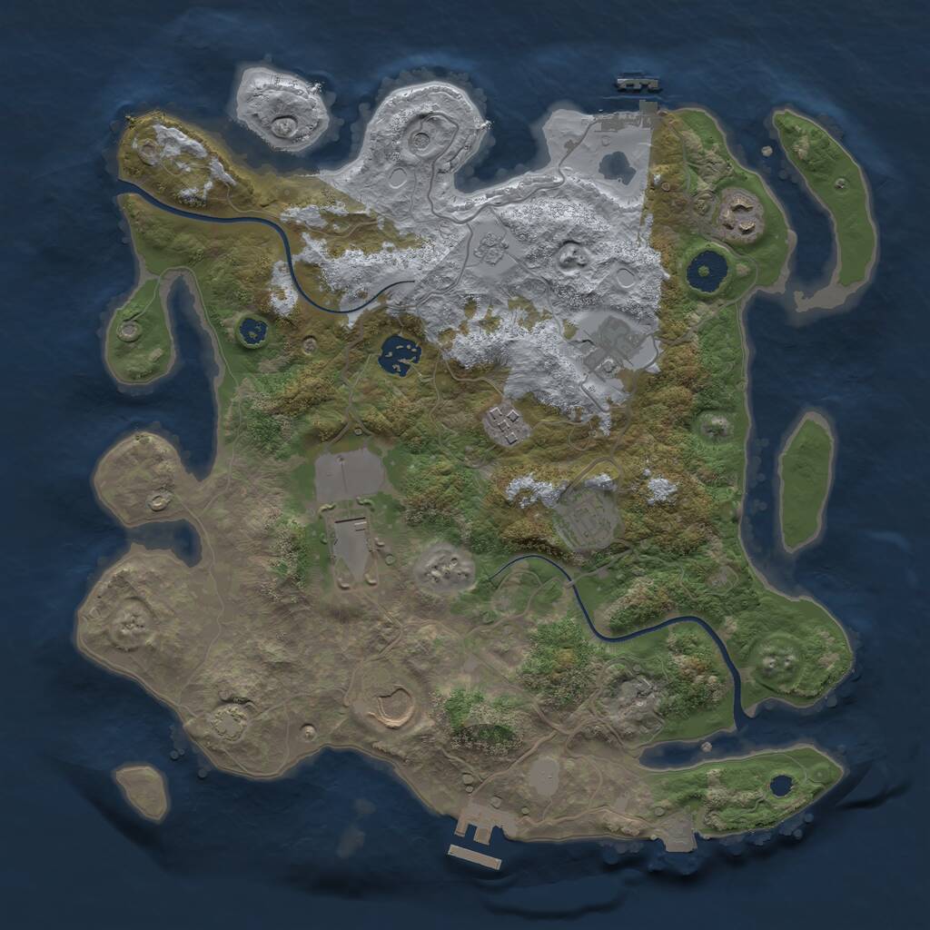 Rust Map: Procedural Map, Size: 3500, Seed: 1790045394, 13 Monuments