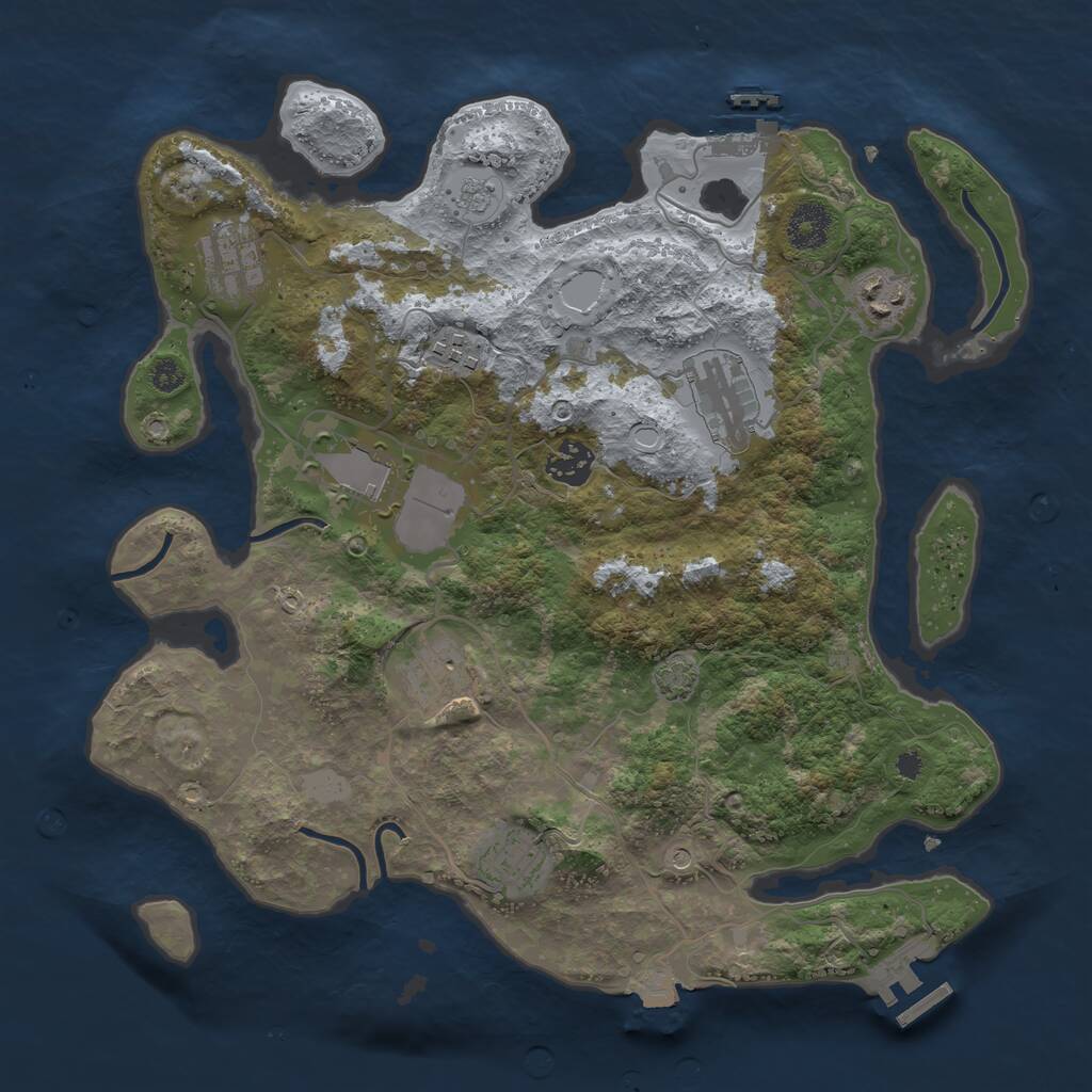 Rust Map: Procedural Map, Size: 3500, Seed: 1790045394, 14 Monuments