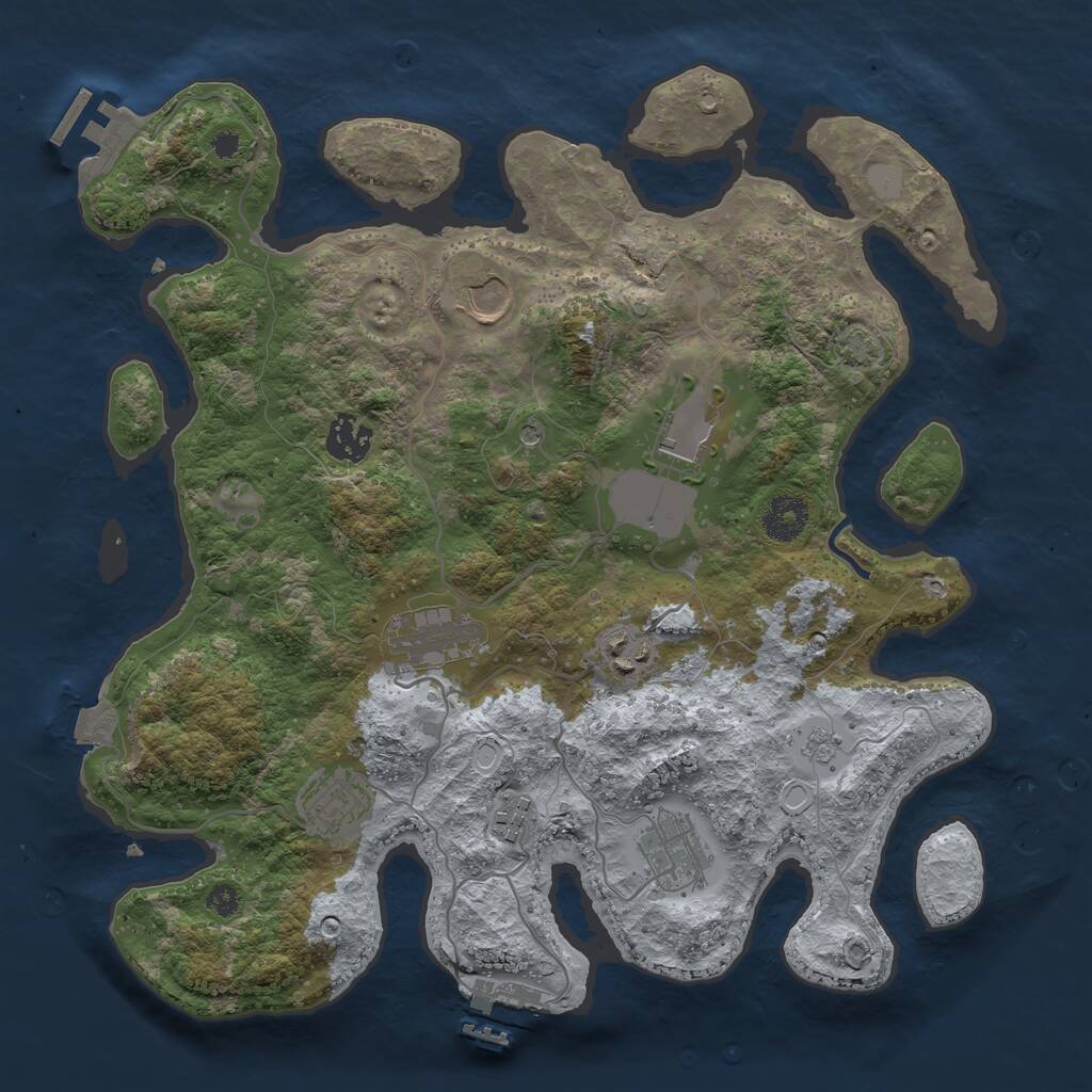 Rust Map: Procedural Map, Size: 3500, Seed: 221914777, 14 Monuments