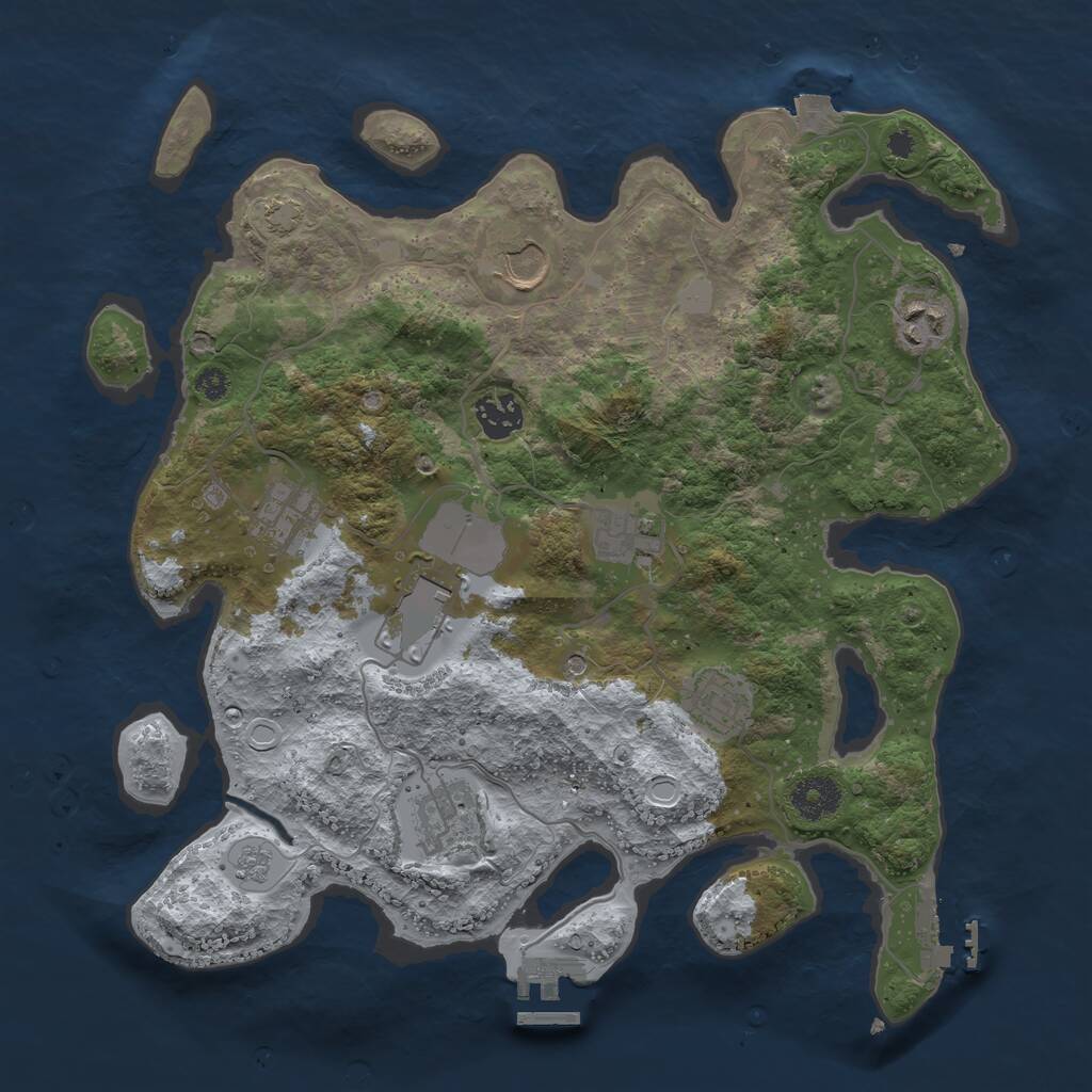 Rust Map: Procedural Map, Size: 3500, Seed: 373477928, 14 Monuments