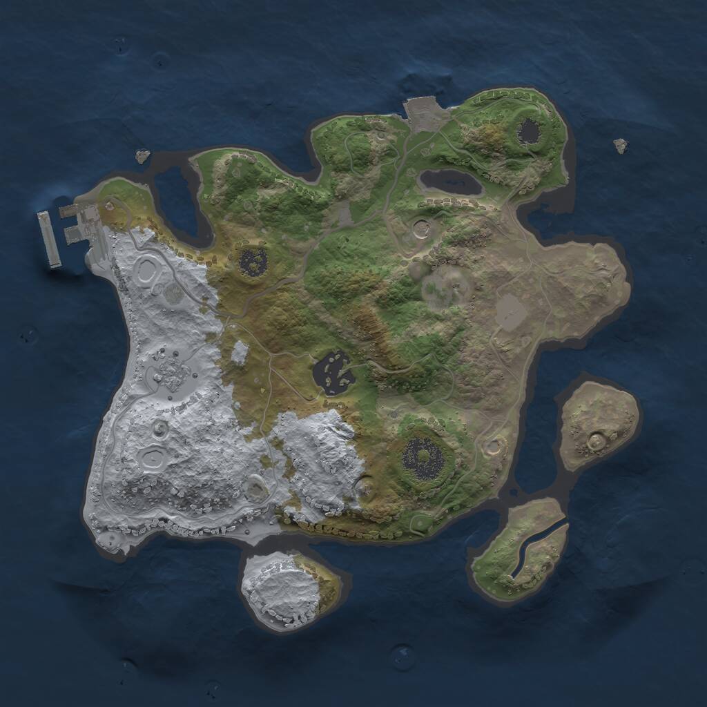 Rust Map: Procedural Map, Size: 2500, Seed: 502312940, 5 Monuments