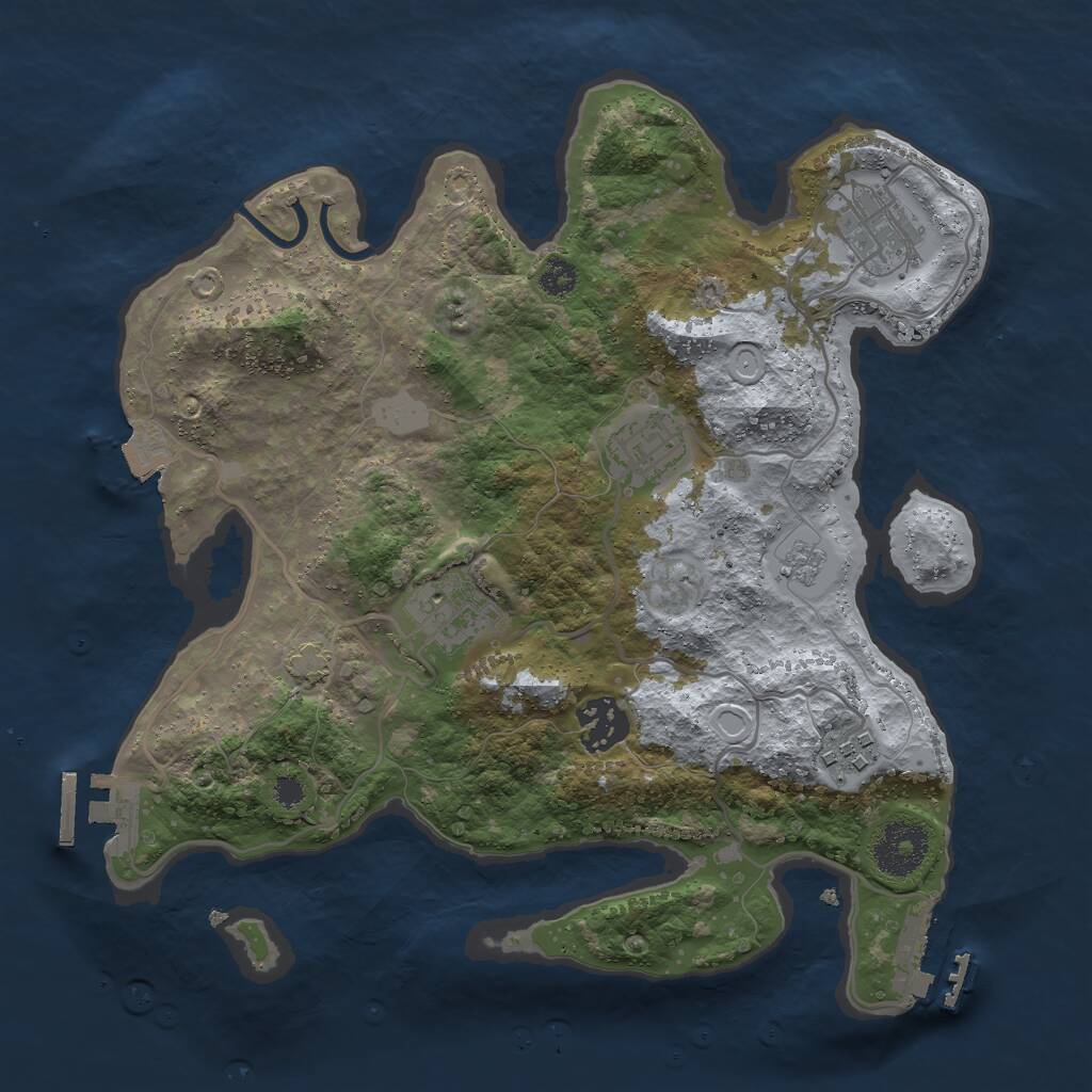 Rust Map: Procedural Map, Size: 3000, Seed: 767397608, 10 Monuments