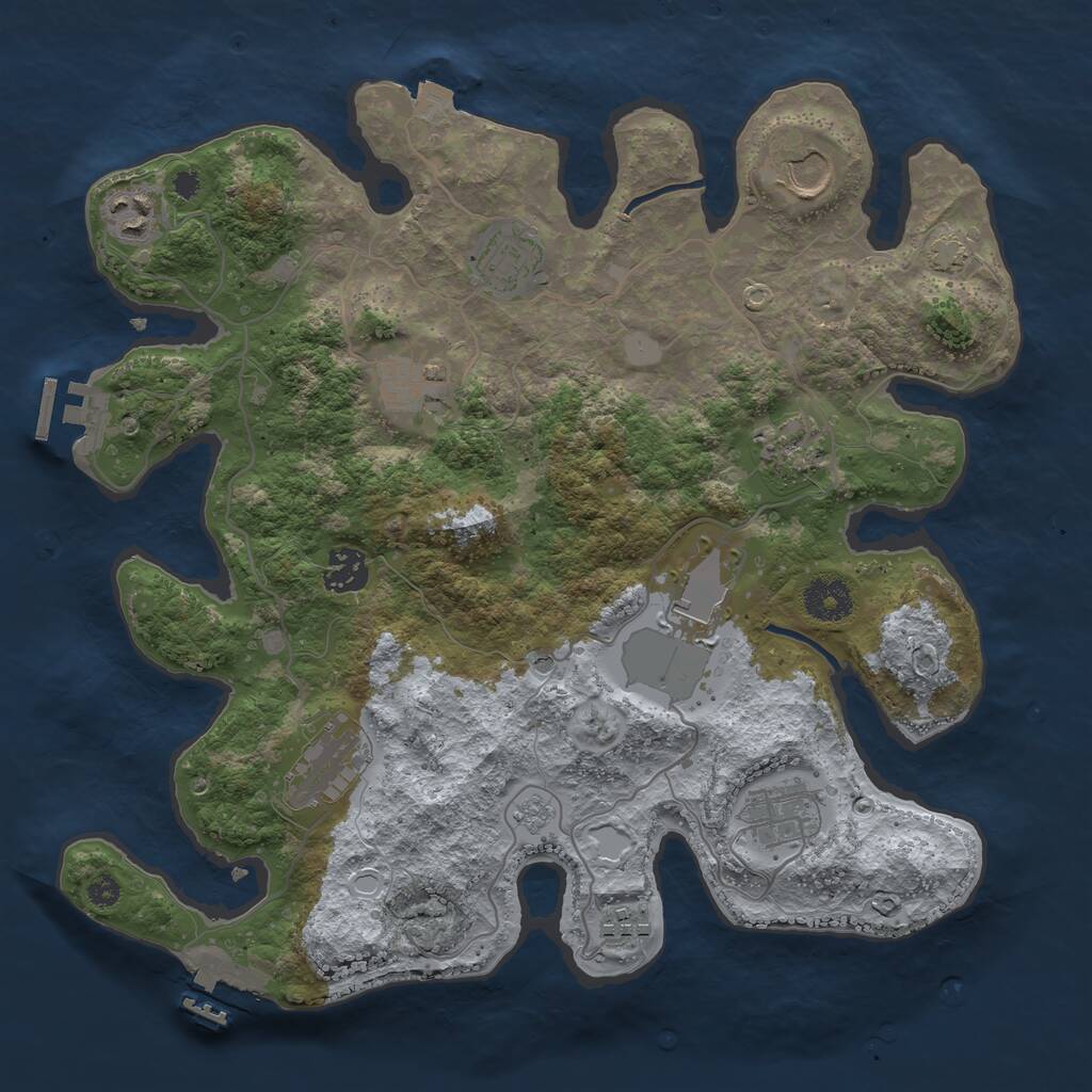 Rust Map: Procedural Map, Size: 3500, Seed: 1257159174, 16 Monuments