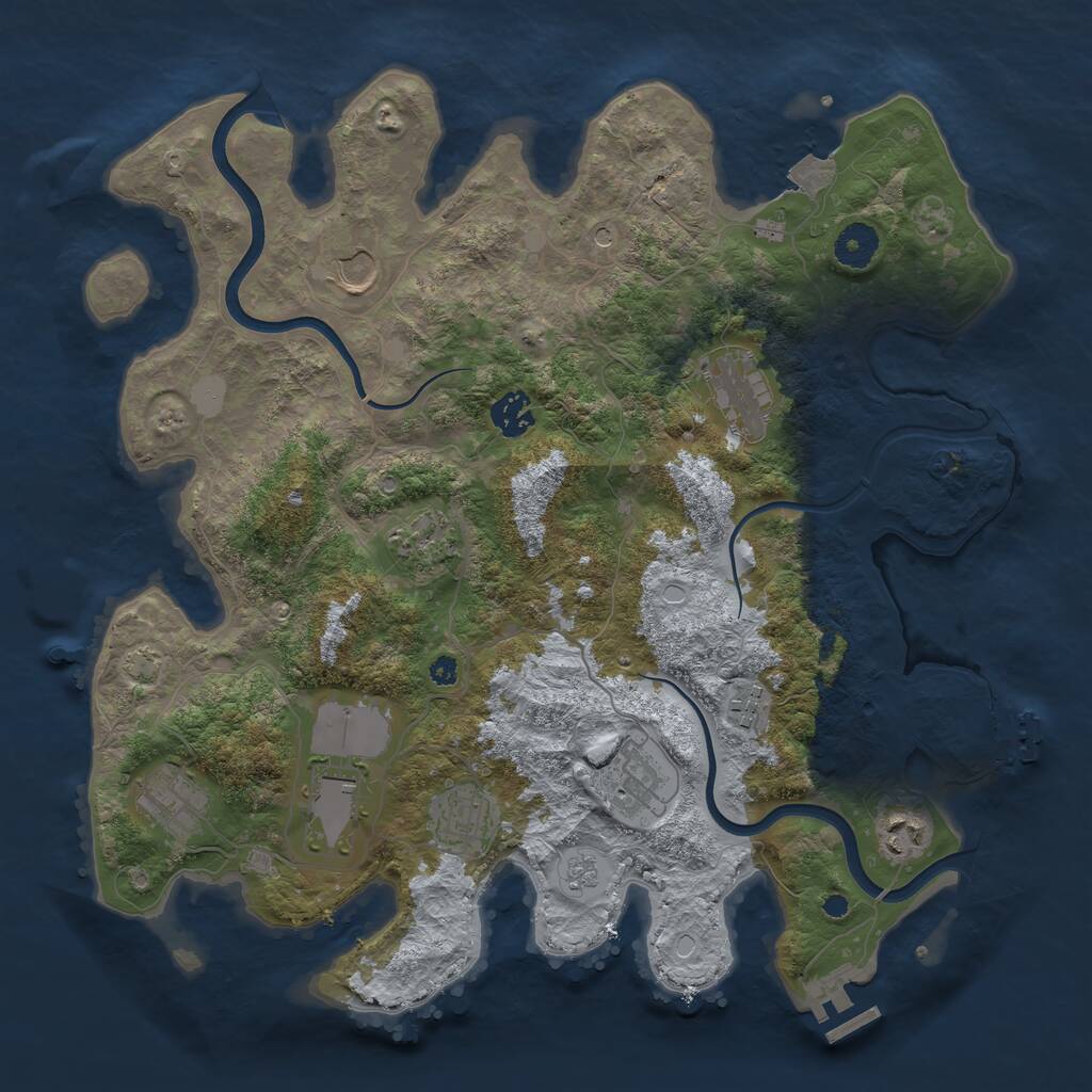 Rust Map: Procedural Map, Size: 3750, Seed: 958263, 16 Monuments