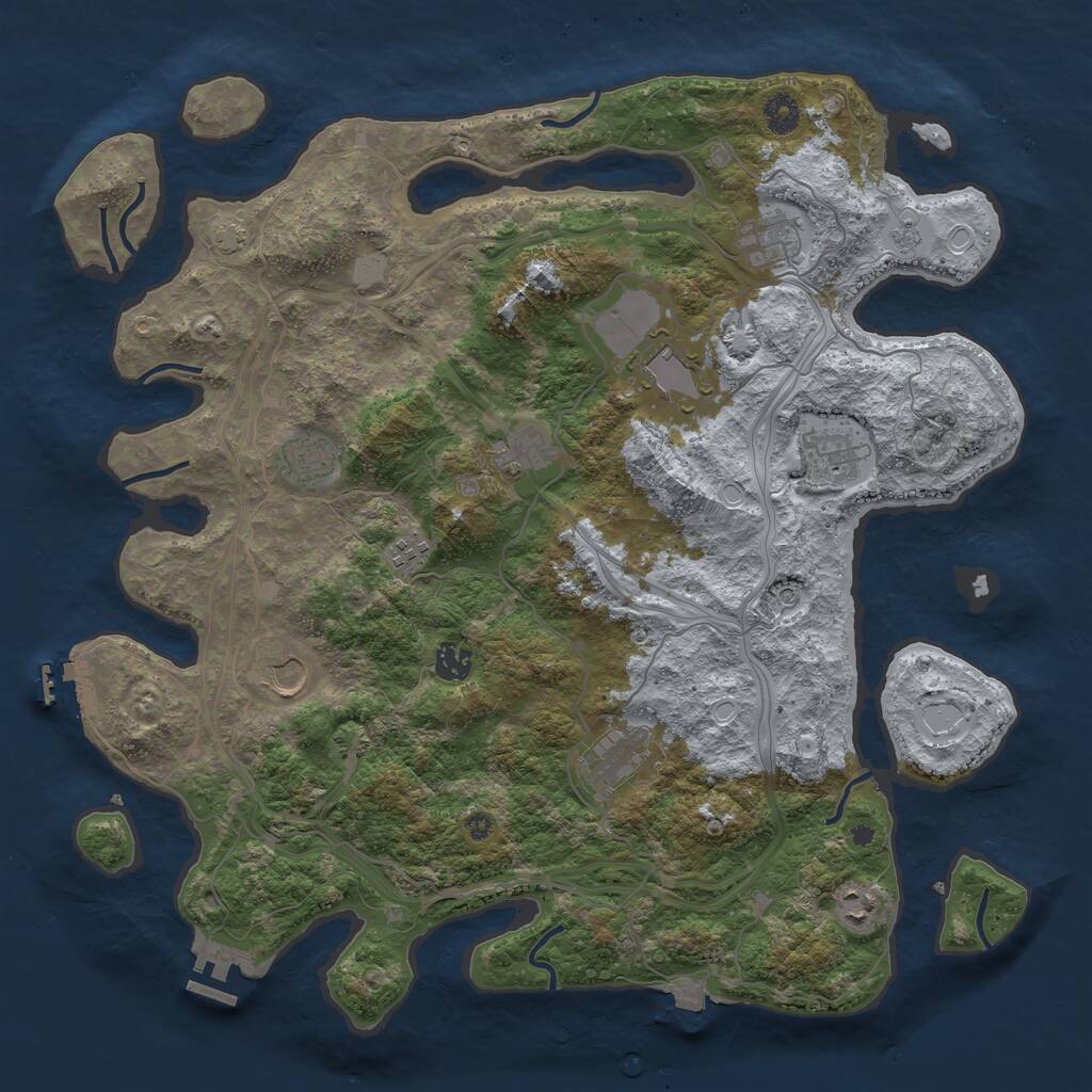 Rust Map: Procedural Map, Size: 4250, Seed: 740590457, 16 Monuments