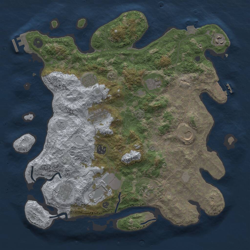 Rust Map: Procedural Map, Size: 3850, Seed: 284567663, 15 Monuments