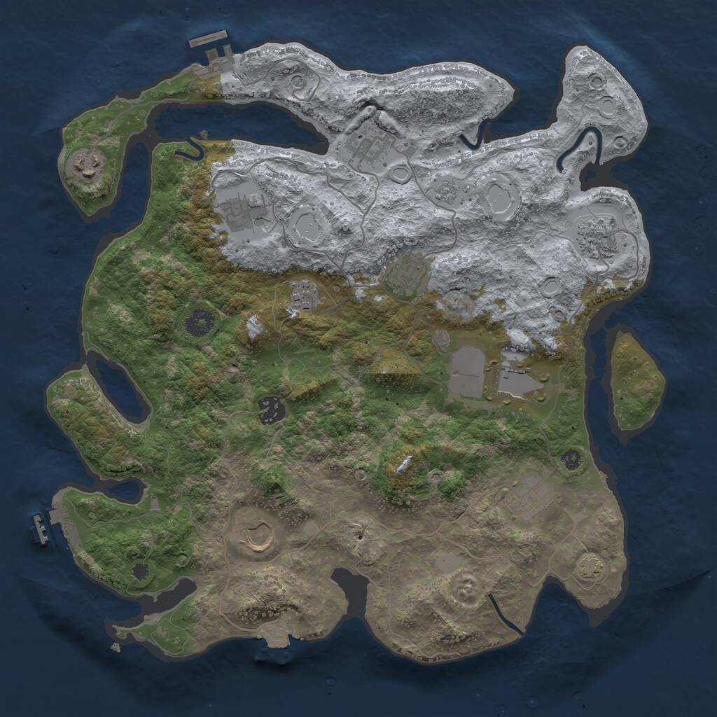 Rust Map: Procedural Map, Size: 3750, Seed: 1509745, 16 Monuments