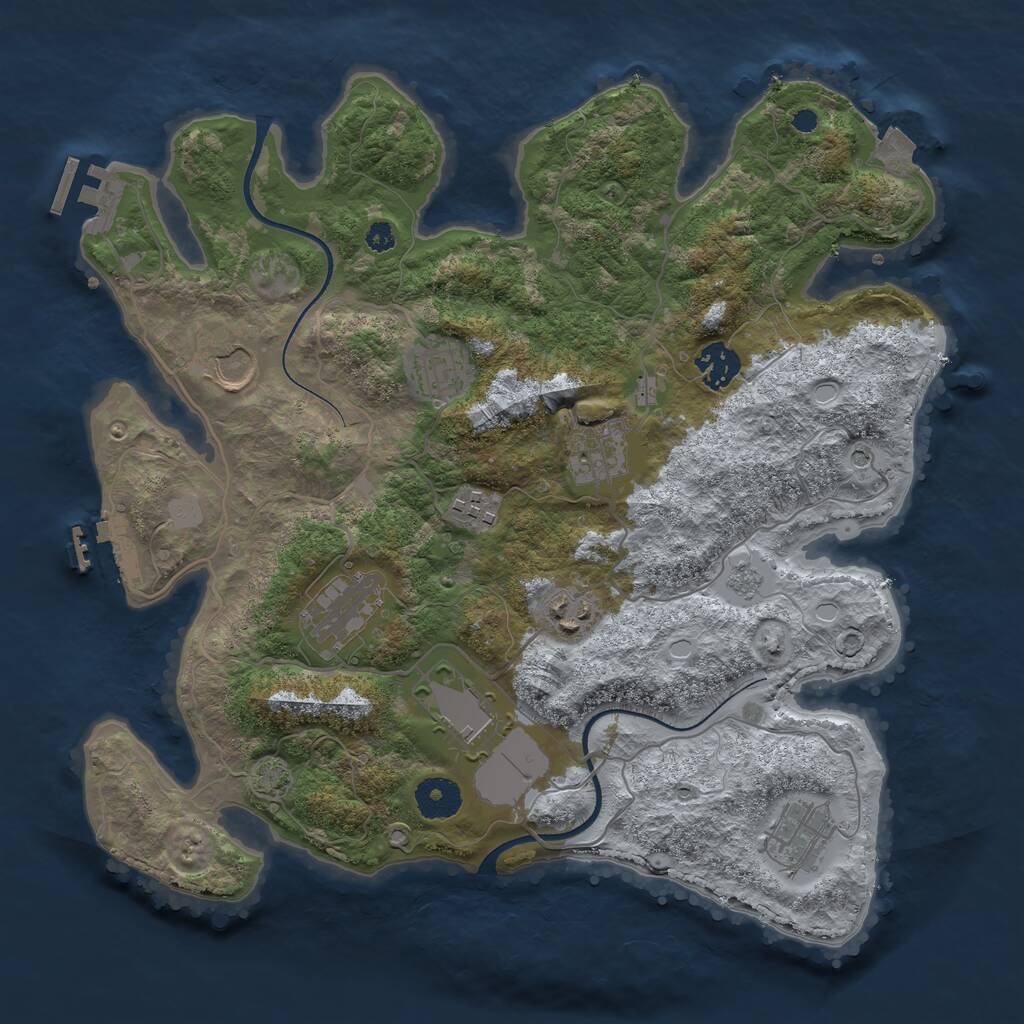 Rust Map: Procedural Map, Size: 3500, Seed: 1920298820, 15 Monuments