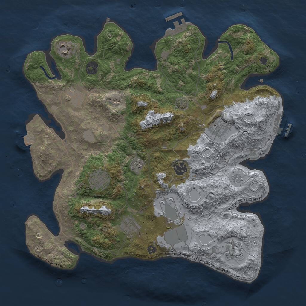 Rust Map: Procedural Map, Size: 3500, Seed: 1920298820, 14 Monuments