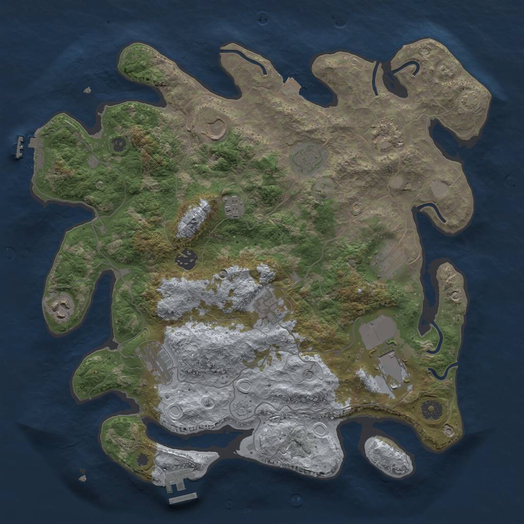 Rust Map: Procedural Map, Size: 3750, Seed: 96359, 16 Monuments