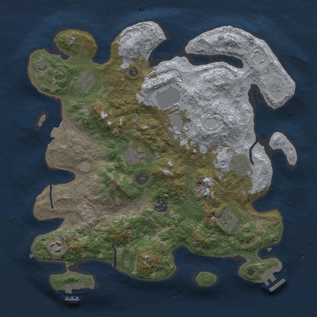 Rust Map: Procedural Map, Size: 3550, Seed: 2088235960, 14 Monuments