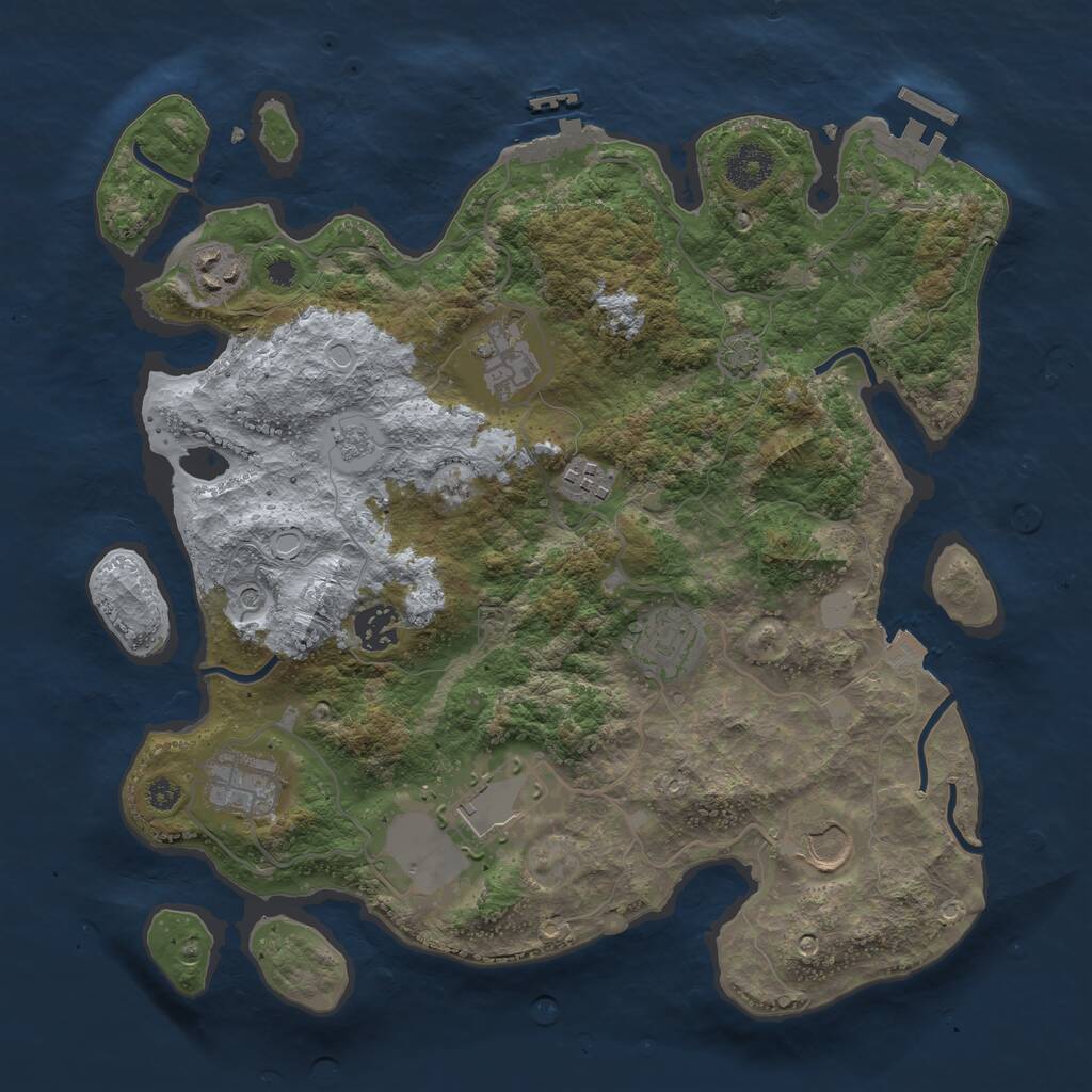 Rust Map: Procedural Map, Size: 3500, Seed: 817240777, 14 Monuments