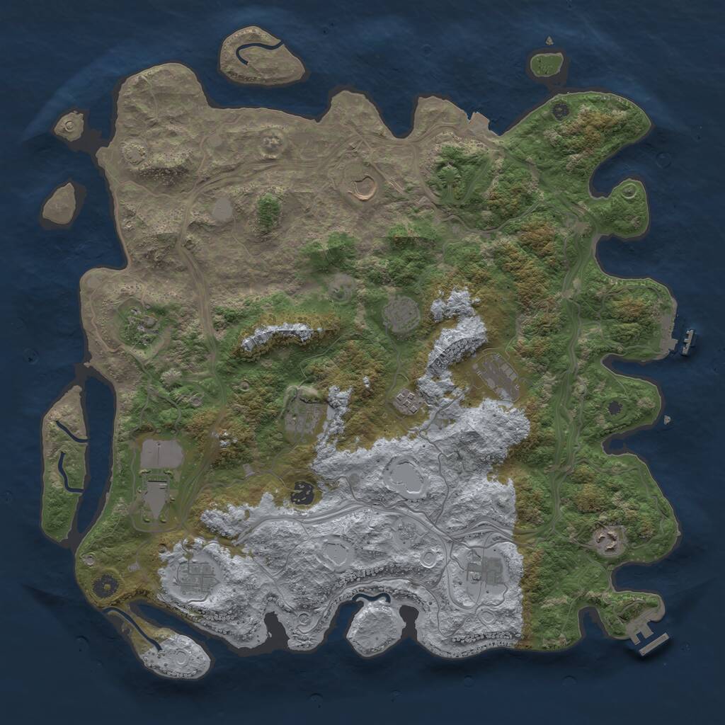 Rust Map: Procedural Map, Size: 4500, Seed: 9082024, 17 Monuments