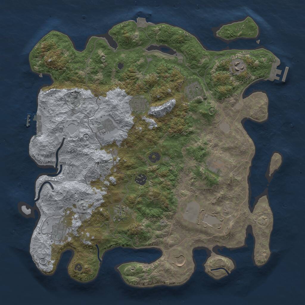 Rust Map: Procedural Map, Size: 4000, Seed: 1058716205, 16 Monuments