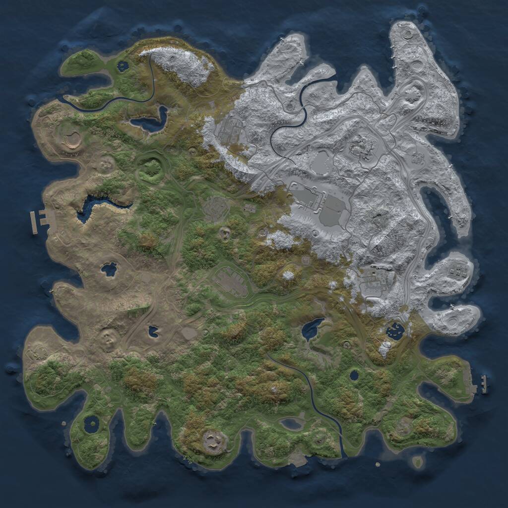 Rust Map: Procedural Map, Size: 4500, Seed: 7483, 16 Monuments