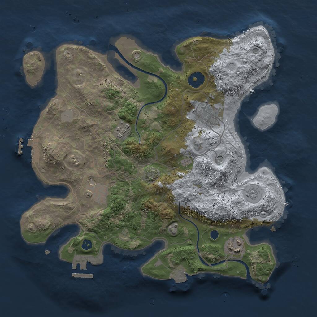 Rust Map: Procedural Map, Size: 3000, Seed: 237923177, 10 Monuments