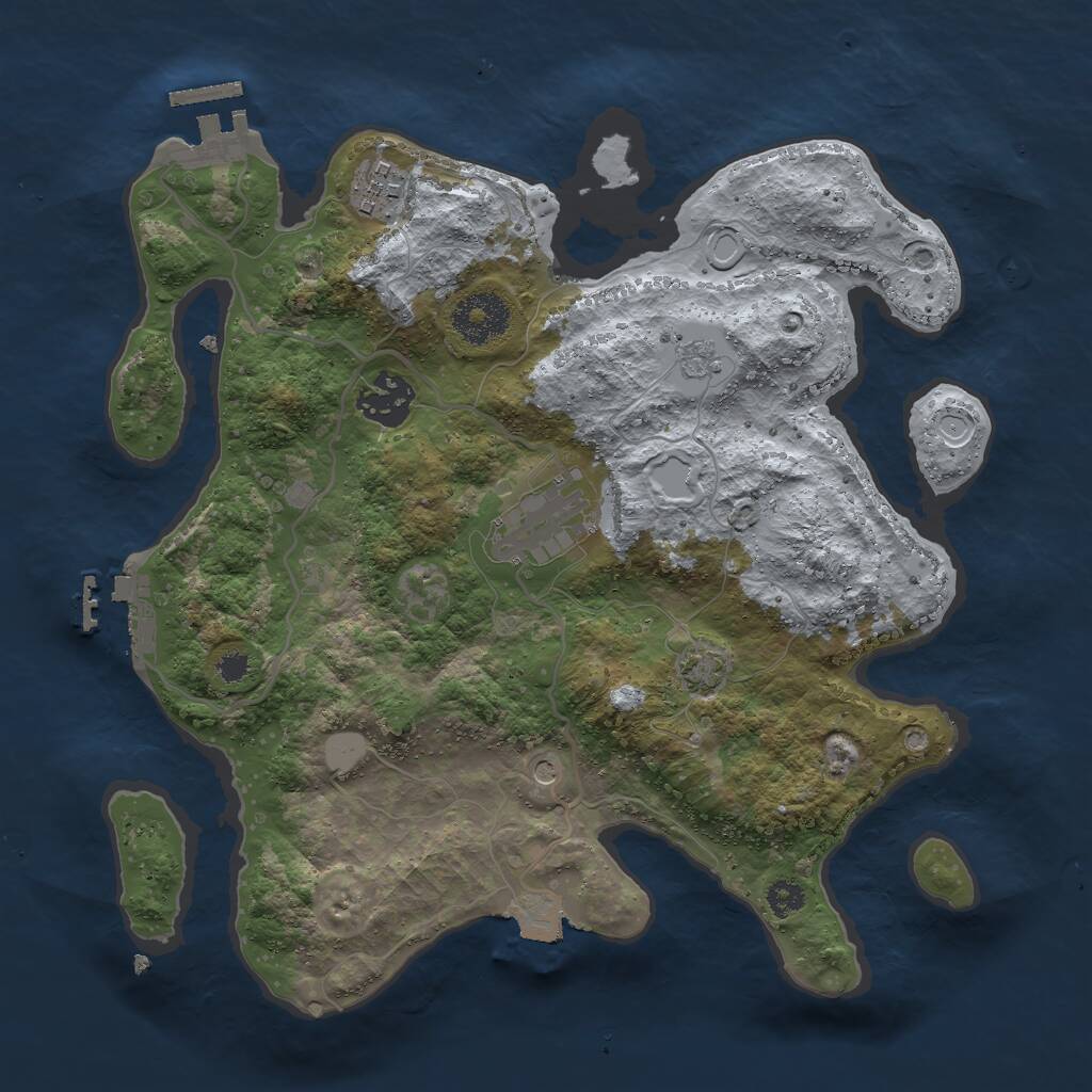 Rust Map: Procedural Map, Size: 3000, Seed: 546668792, 9 Monuments