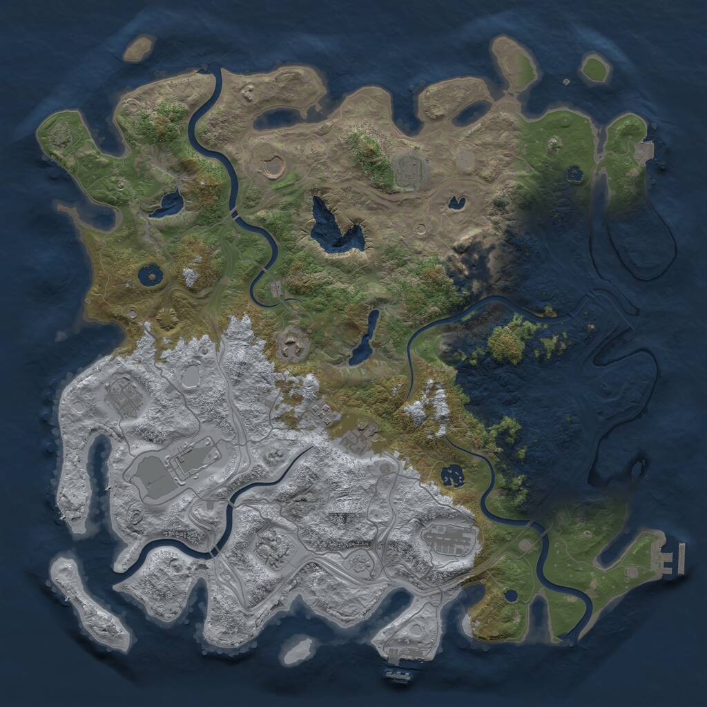 Rust Map: Procedural Map, Size: 4500, Seed: 757699312, 17 Monuments