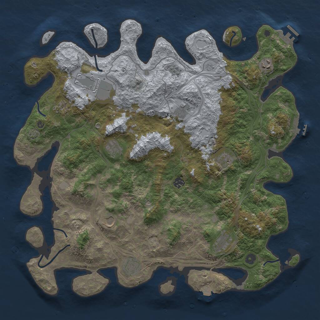 Rust Map: Procedural Map, Size: 4500, Seed: 1753767254, 17 Monuments