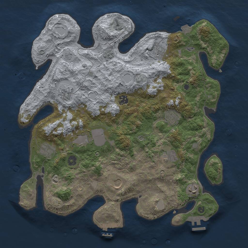 Rust Map: Procedural Map, Size: 3750, Seed: 1049646479, 16 Monuments