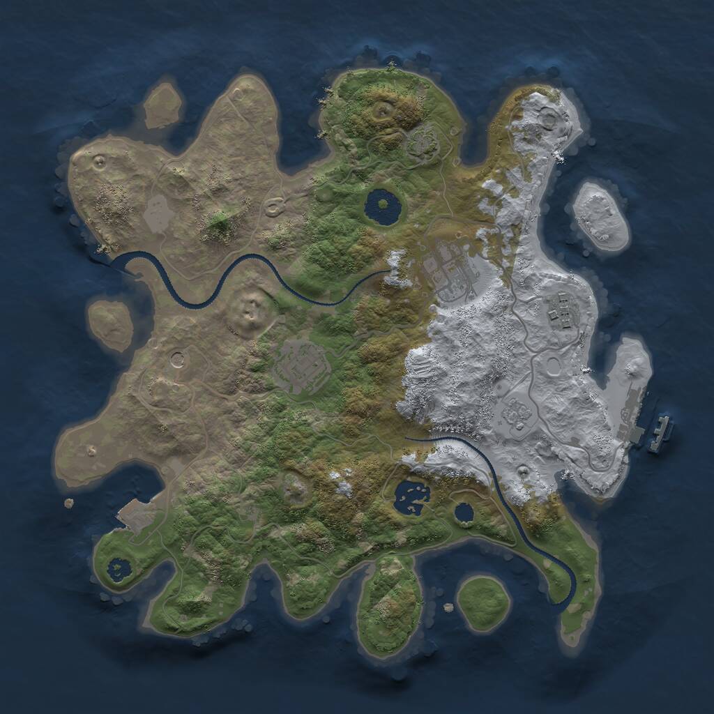Rust Map: Procedural Map, Size: 3000, Seed: 1096991888, 9 Monuments