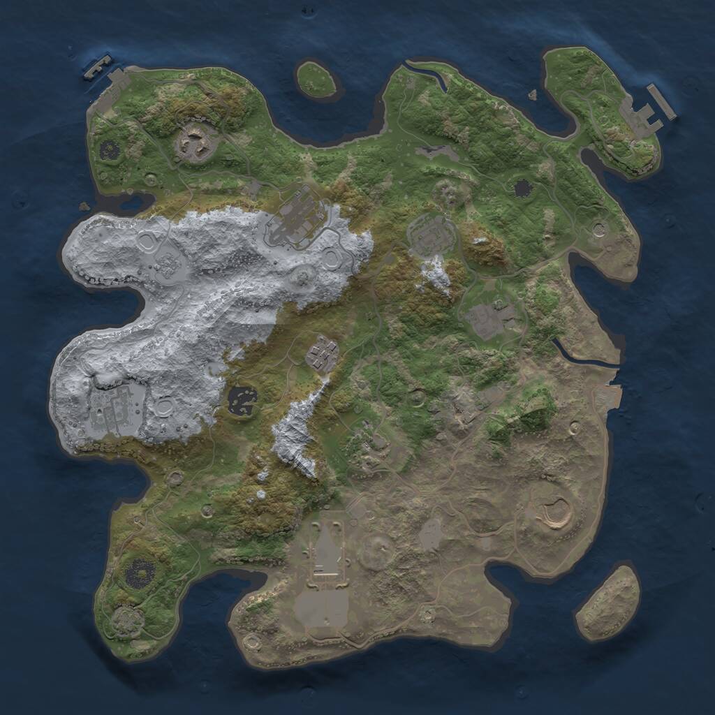 Rust Map: Procedural Map, Size: 3500, Seed: 2047223990, 16 Monuments