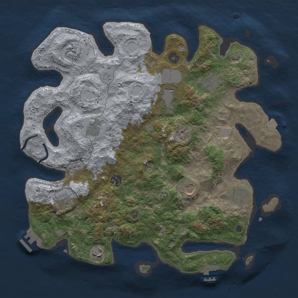 Rust Map: Procedural Map, Size: 3850, Seed: 832889209, 16 Monuments