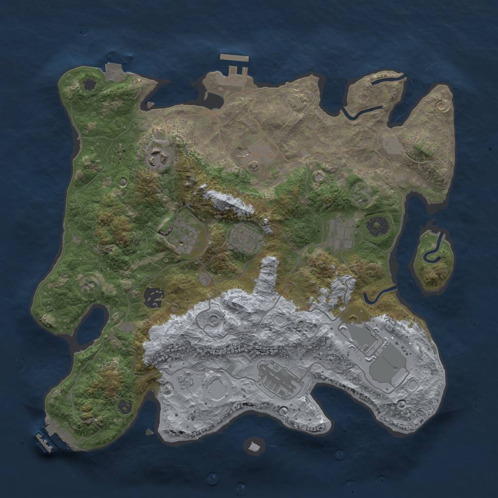 Rust Map: Procedural Map, Size: 3500, Seed: 308526041, 14 Monuments