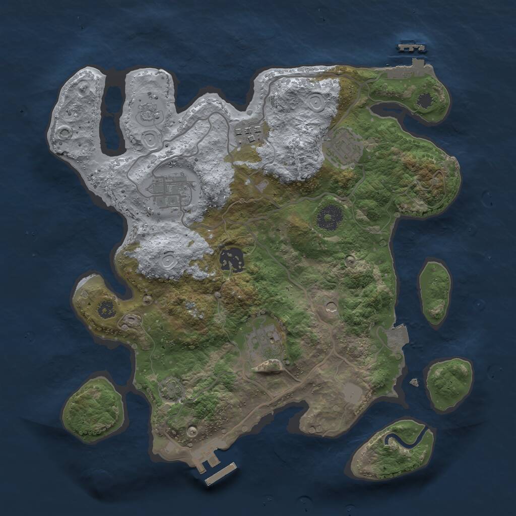 Rust Map: Procedural Map, Size: 3000, Seed: 399358755, 11 Monuments