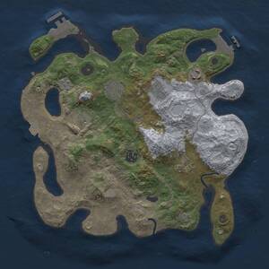 Thumbnail Rust Map: Procedural Map, Size: 3300, Seed: 1349187335, 13 Monuments