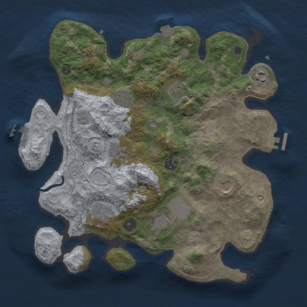 Rust Map: Procedural Map, Size: 3500, Seed: 1480418760, 15 Monuments