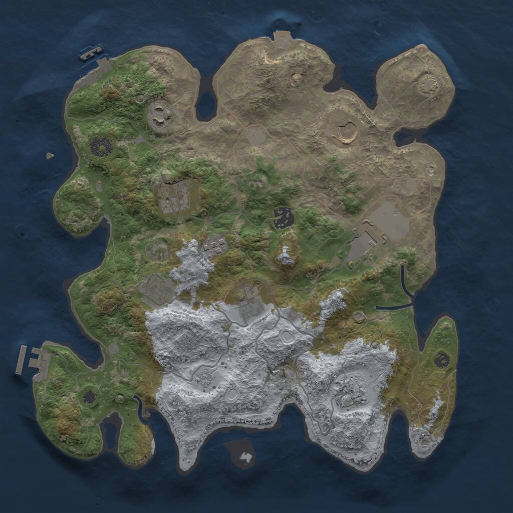 Rust Map: Procedural Map, Size: 3500, Seed: 204877544, 14 Monuments