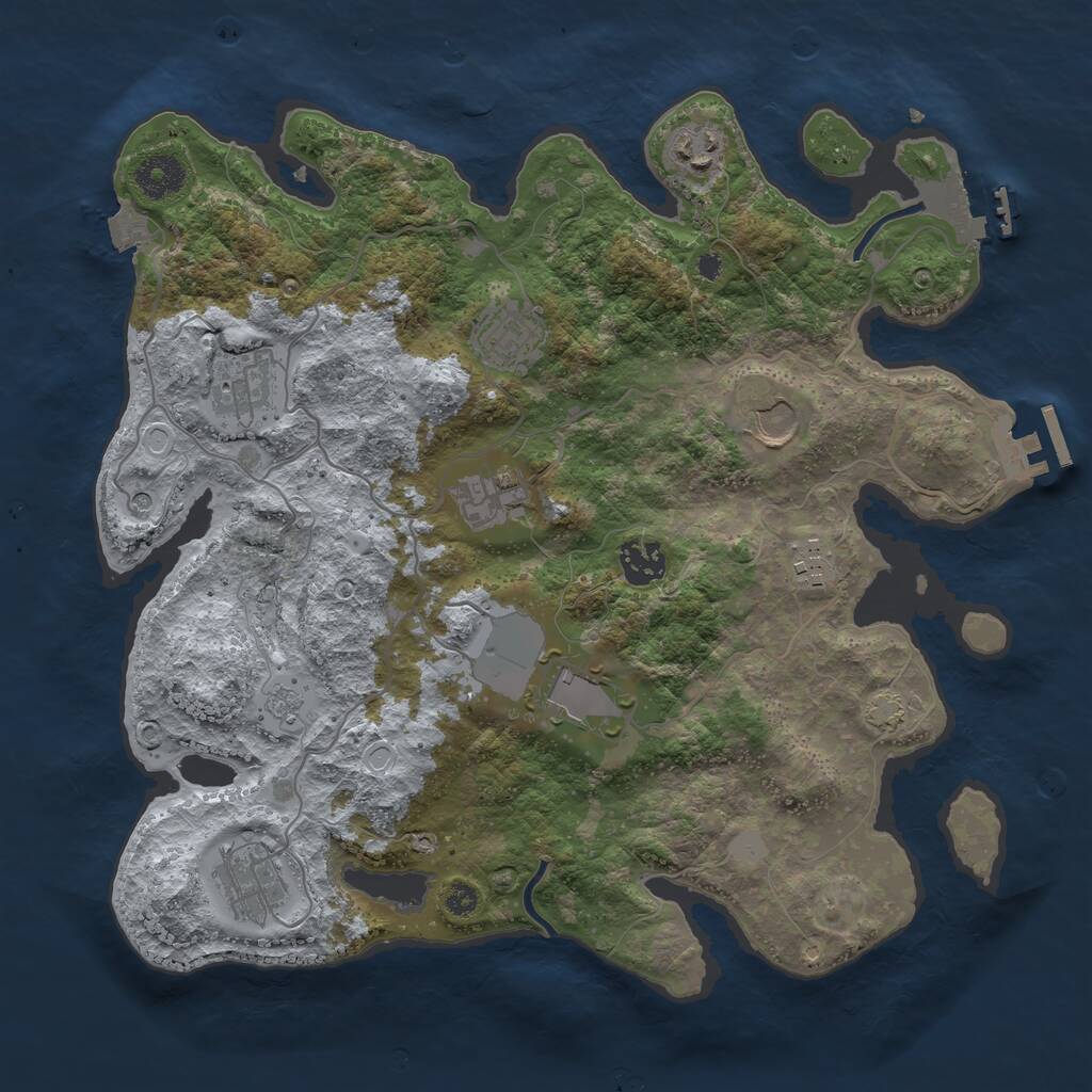 Rust Map: Procedural Map, Size: 3500, Seed: 1732109845, 15 Monuments