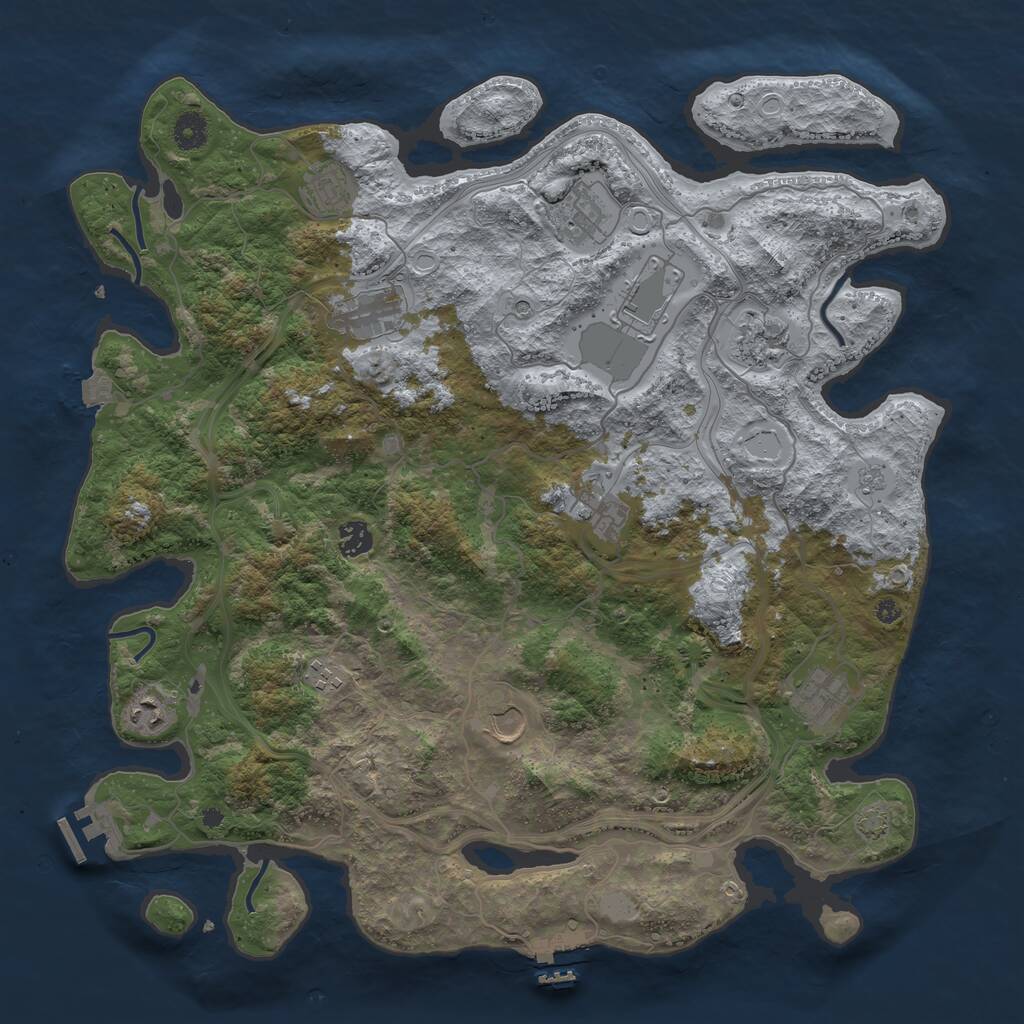 Rust Map: Procedural Map, Size: 4250, Seed: 1465225185, 17 Monuments
